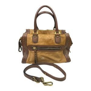 orYANY Brenda Studded Leather Satchel Handbag - 8"H x 15"W x 7"D